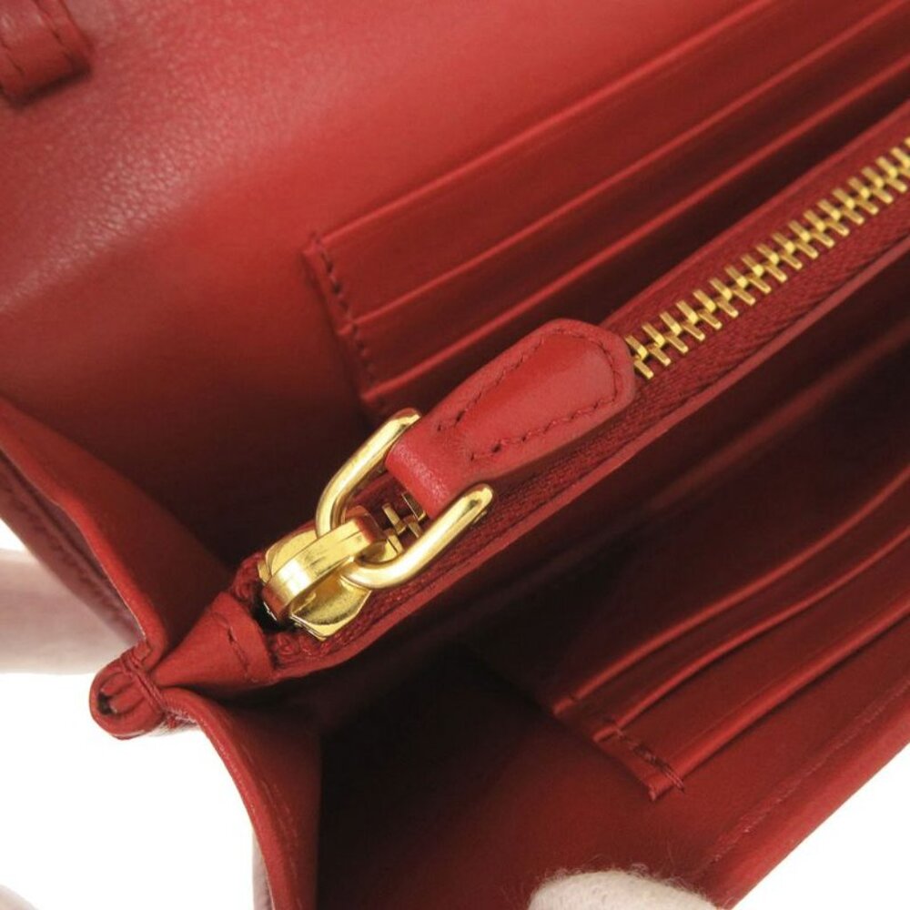 Prada 1 M1437 Nylon Leather Red Shoulder Wallet Long Wallet Red 1800 - Picture 8 of 8